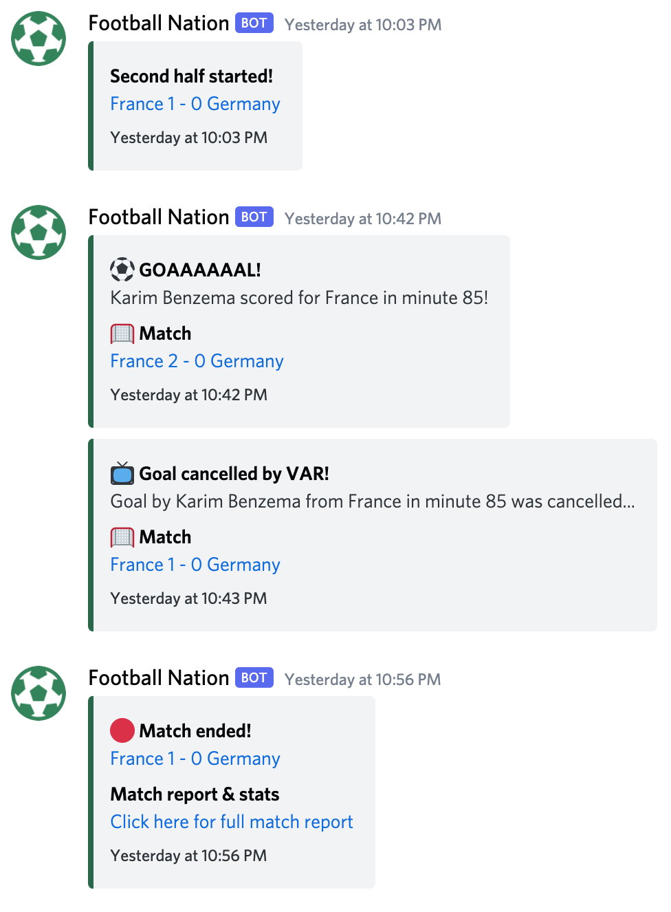Example World Cup Discord bot